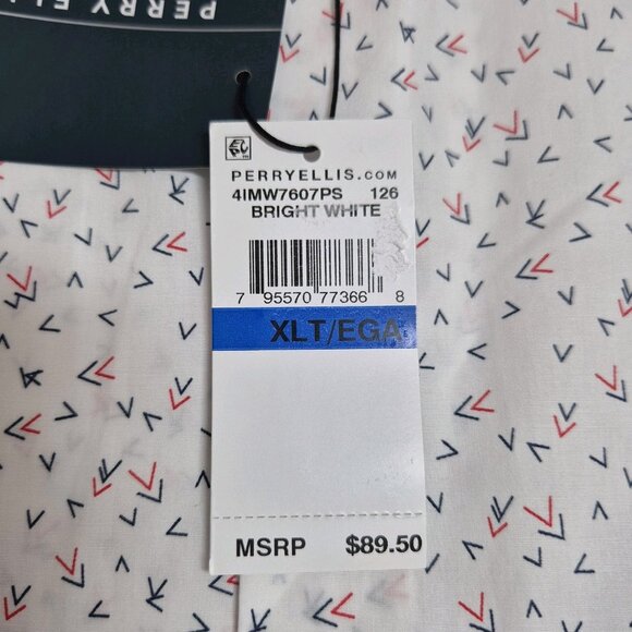 Perry Ellis Men's Size XLT Tall Shirt Short Sleeve button Up  White Stretch (01) - Picture 6 of 10